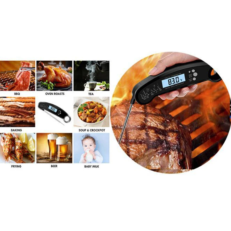 Цифровой термометр для барбекю приготовления пищи мяса водонепроницаемый