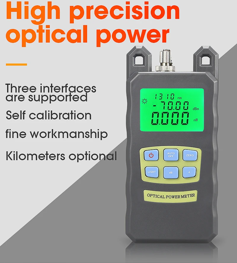 Optical Power Meter -70dBm~+10dBm Fiber Optical Cable Tester SC/FC 2 kinds interface Connector
Optical Power Meter -70dBm~+10dBm Fiber Optical Cable Tester SC/FC 2 kinds interface Connector