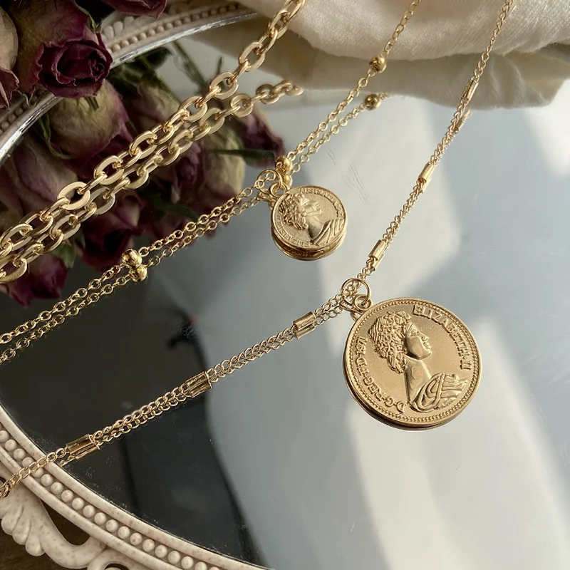 Hot Sell Coin Pendant Necklace Gold Multi-layer Vintage Chocker Chain for Women Jewelry Making 2021
Hot Sell Coin Pendant Necklace Gold Multi-layer Vintage Chocker Chain for Women Jewelry Making 2021