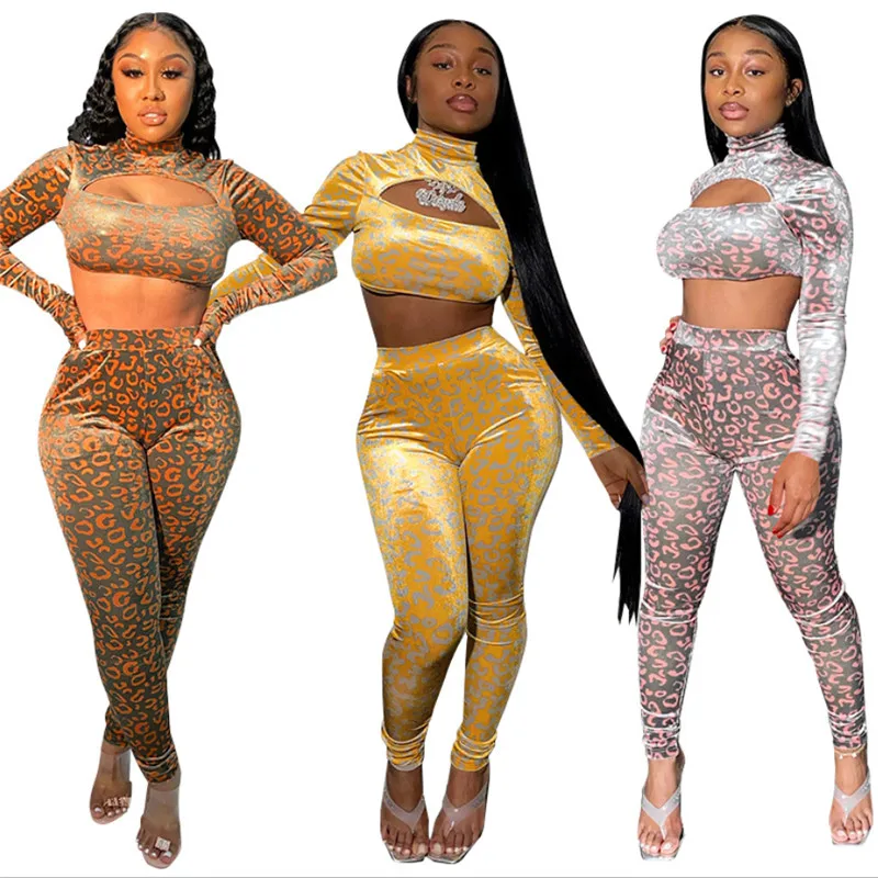 Women's Spring Autumn Leopard Sets 2pieces Long Sleeve Hole T-shirt and Bodycon Pants Sexy Club Street Clothing Suits
Women's Spring Autumn Leopard Sets 2pieces Long Sleeve Hole T-shirt and Bodycon Pants Sexy Club Street Clothing Suits