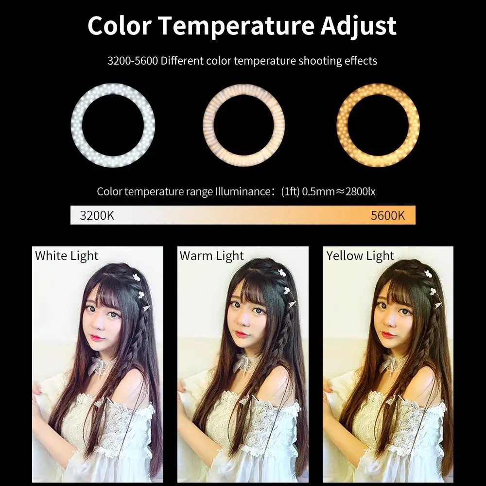 18" 60W LED Ring Light Annular Lamp Bi-color 3000K-6000K Ring Lamps with Light Stand for Video YouTube Ringlight Makeup Light
18" 60W LED Ring Light Annular Lamp Bi-color 3000K-6000K Ring Lamps with Light Stand for Video YouTube Ringlight Makeup Light