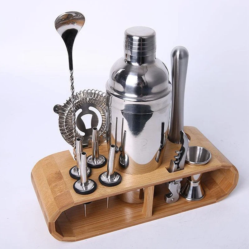 14Pcs 750ml Stainless Steel Bar Cocktail Shaker Set Barware Tools Shaker Sets with Wooden Rack Home Tool Bar Accessories
14Pcs 750ml Stainless Steel Bar Cocktail Shaker Set Barware Tools Shaker Sets with Wooden Rack Home Tool Bar Accessories