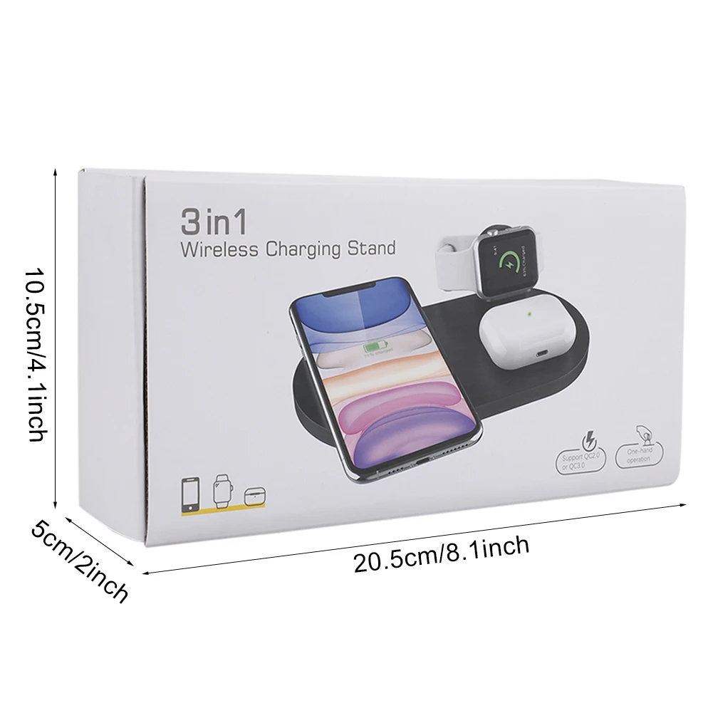 3 In1 Wireless Charging Pad For iPhone 12Pro/11/XAR/XsMax Charger Dock For Apple Watch 5 Wireless Charger For AirPods Pro
3 In1 Wireless Charging Pad For iPhone 12Pro/11/XAR/XsMax Charger Dock For Apple Watch 5 Wireless Charger For AirPods Pro
