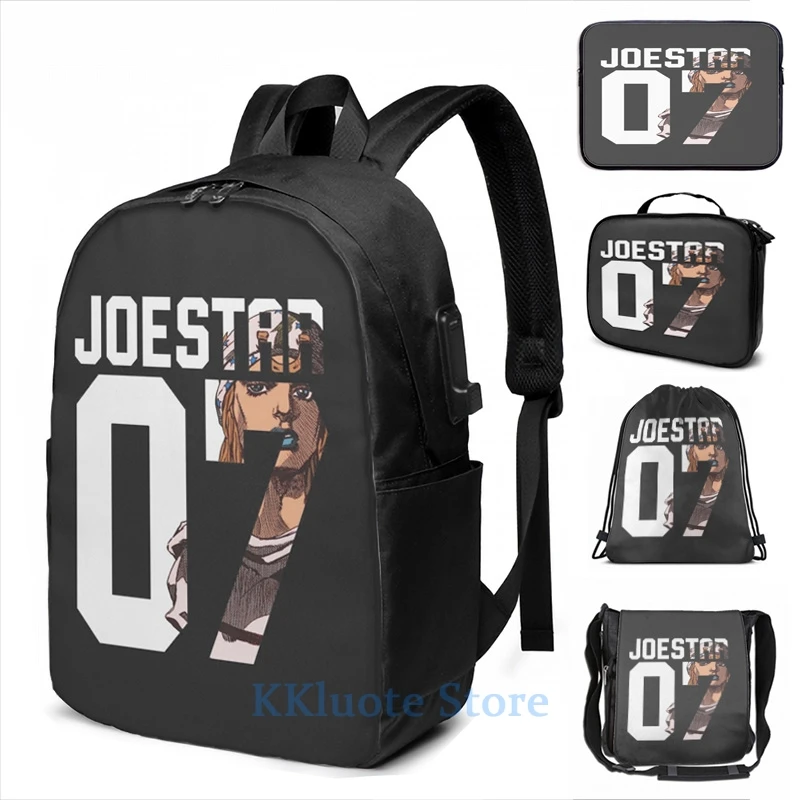 Забавный рюкзак с графическим принтом Джонни Joestar 07 USB-зарядкой мужские школьные