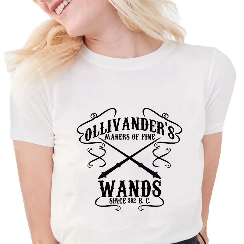 Ollivander's Wands T shirts Women Graphic Tees Soft Cotton White Tops Funny Magic Academy T-Shirts
Ollivander's Wands T shirts Women Graphic Tees Soft Cotton White Tops Funny Magic Academy T-Shirts