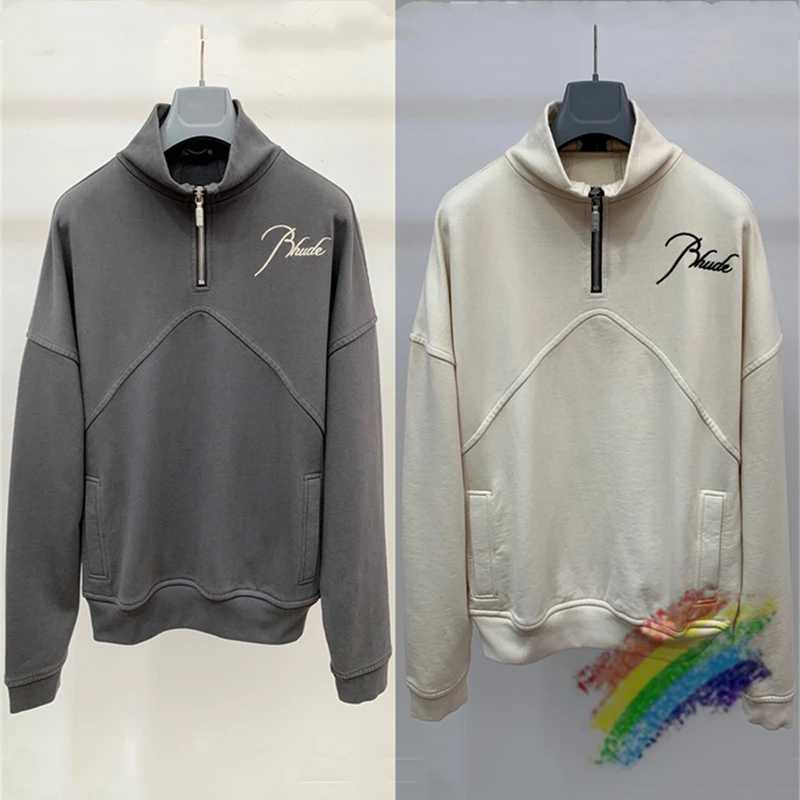 Vintage Patchwork RHUDE Hoodie Men Women 1:1 High Quality Embroidery Hooded Stand-up Collar Half Zipper Sweatshirts Pullover
Vintage Patchwork RHUDE Hoodie Men Women 1:1 High Quality Embroidery Hooded Stand-up Collar Half Zipper Sweatshirts Pullover