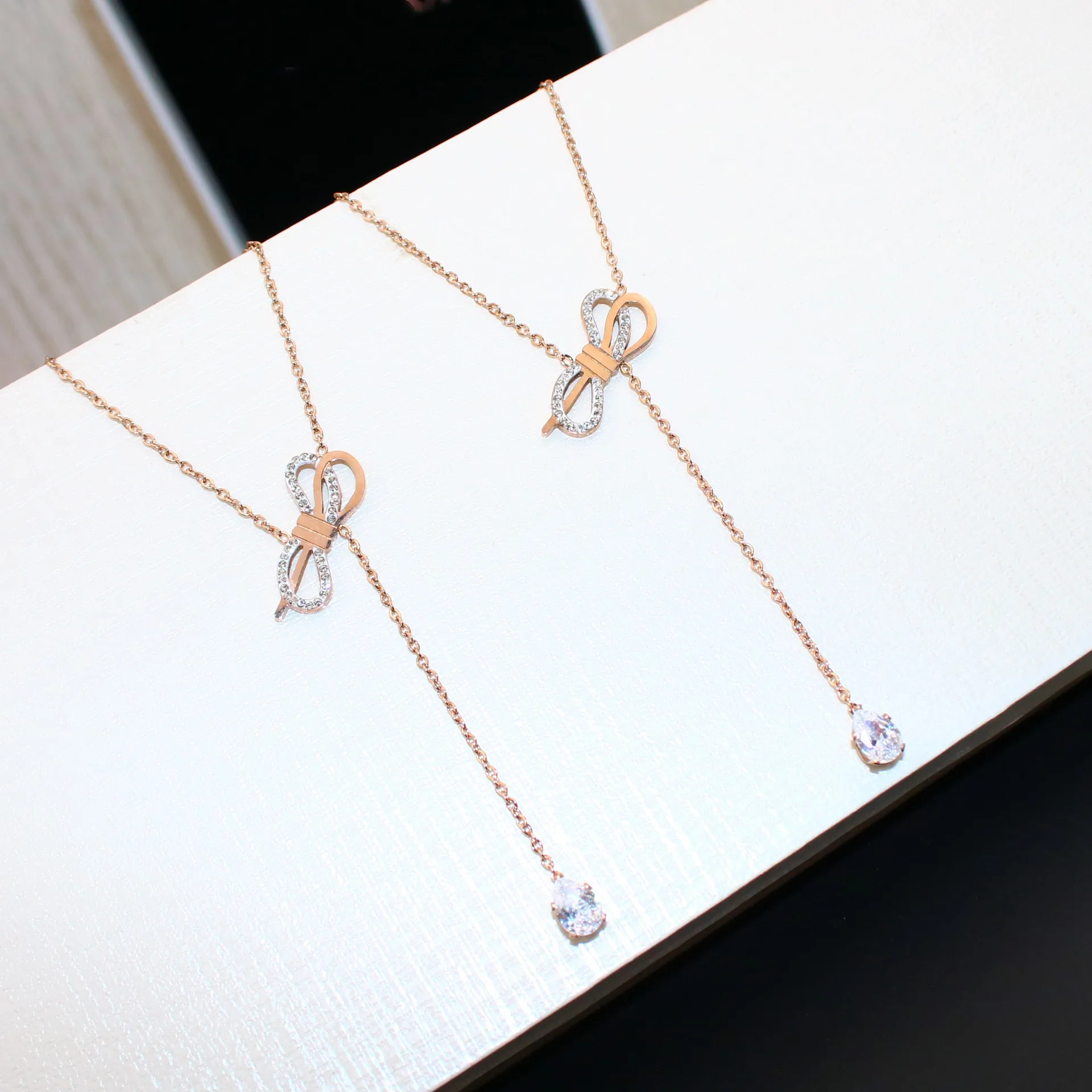 New Tassel Bow Necklace Temperament Titanium Steel Rose Gold Chain Butterfly Necklace Necklace for Women Necklace
New Tassel Bow Necklace Temperament Titanium Steel Rose Gold Chain Butterfly Necklace Necklace for Women Necklace