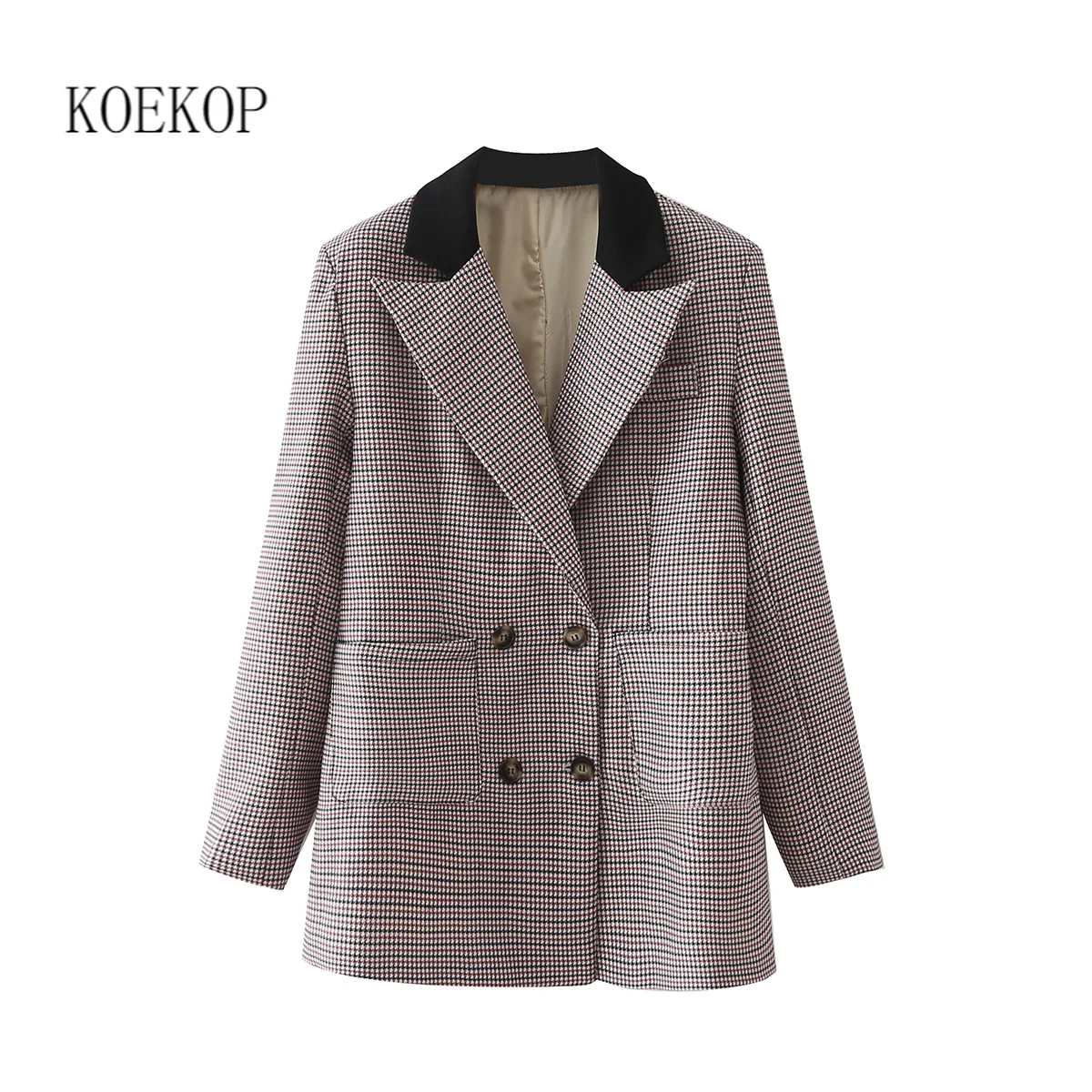 Koekop Women Fashion Plaid Double Breasted Blazer Casual Long Sleeves Notched Neck Female Suit veste femme
Koekop Women Fashion Plaid Double Breasted Blazer Casual Long Sleeves Notched Neck Female Suit veste femme