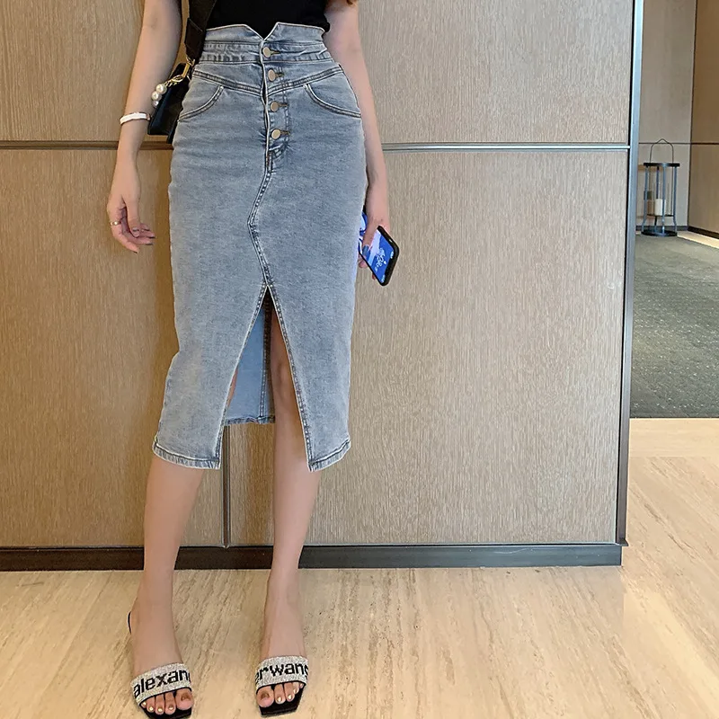 Women's denim skirt 2021 summer fashion all-match high-waist split Slim-fit hip skirt denim skirt mid-length skirt
Women's denim skirt 2021 summer fashion all-match high-waist split Slim-fit hip skirt denim skirt mid-length skirt