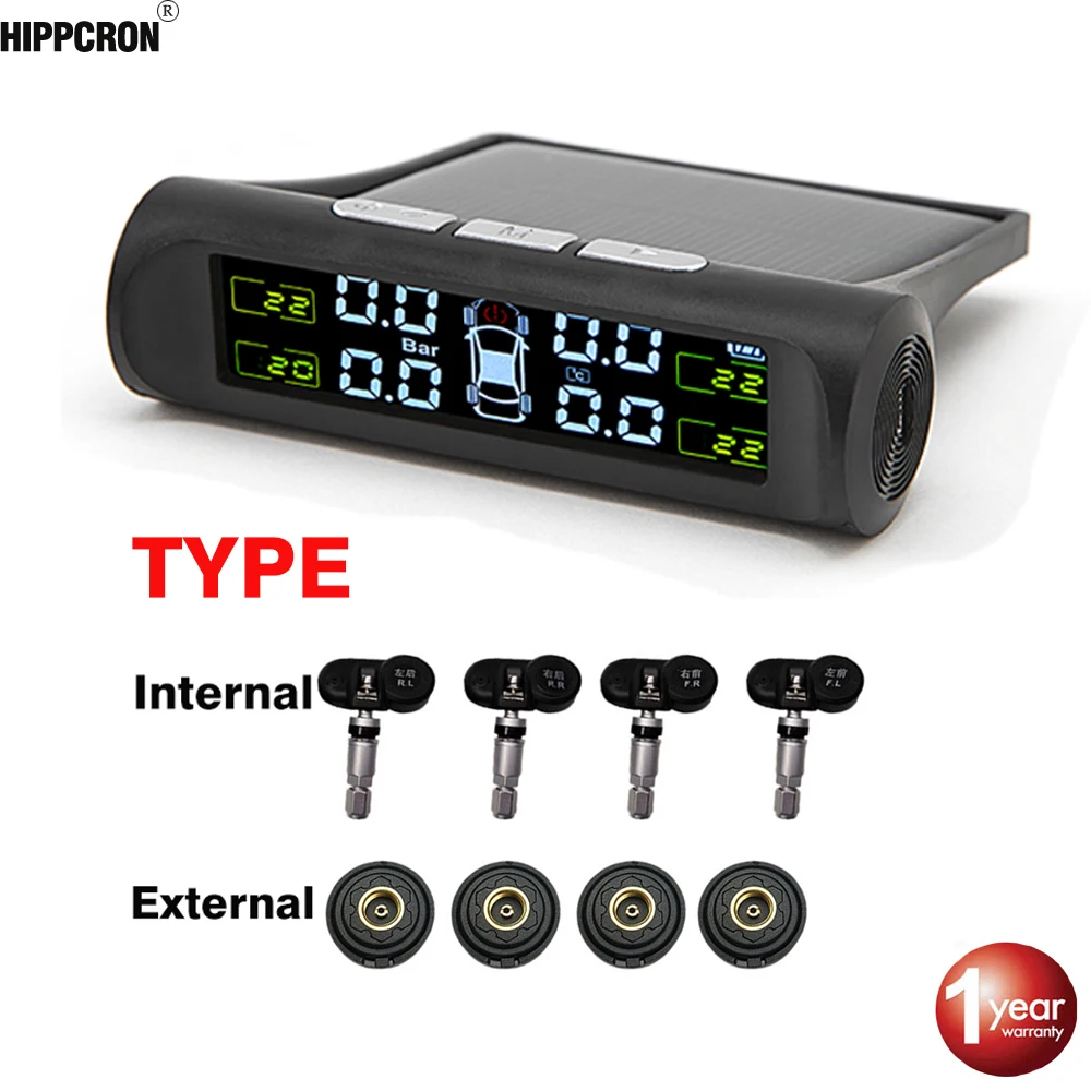 Hippcron датчик давления в шинах Система монитора внутренний/внешний Tpms