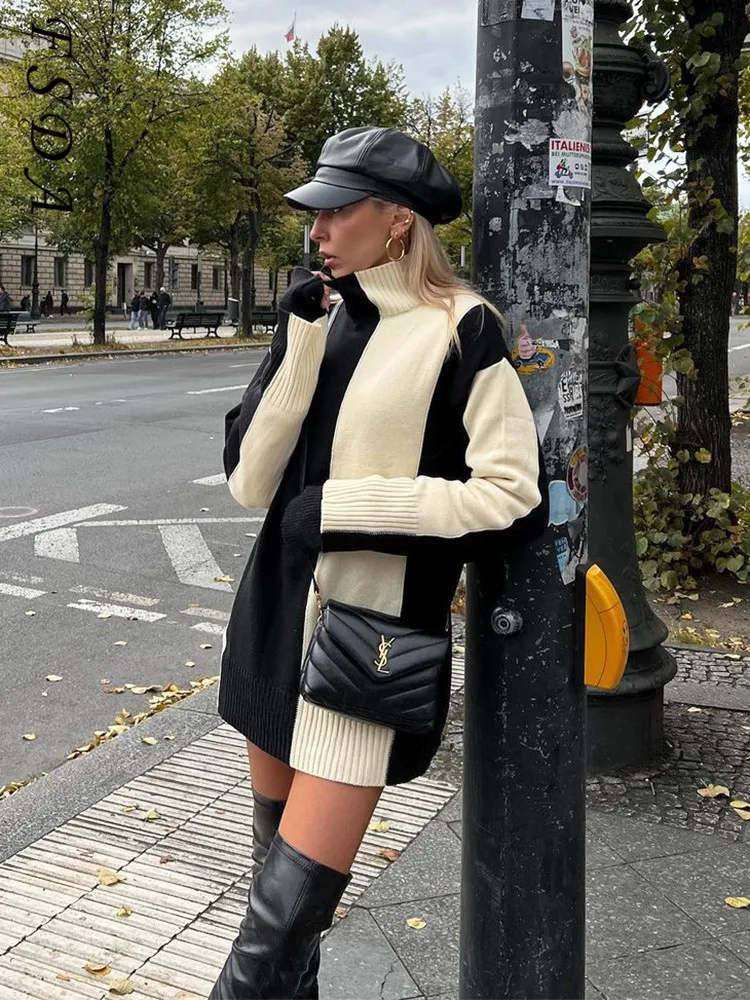 FSDA Autumn Winter Patchwork Sweater Dress Women Sexy 2021 Y2K Casual Long Sleeve Loose Oversized Pullover Knitted Fashion
FSDA Autumn Winter Patchwork Sweater Dress Women Sexy 2021 Y2K Casual Long Sleeve Loose Oversized Pullover Knitted Fashion