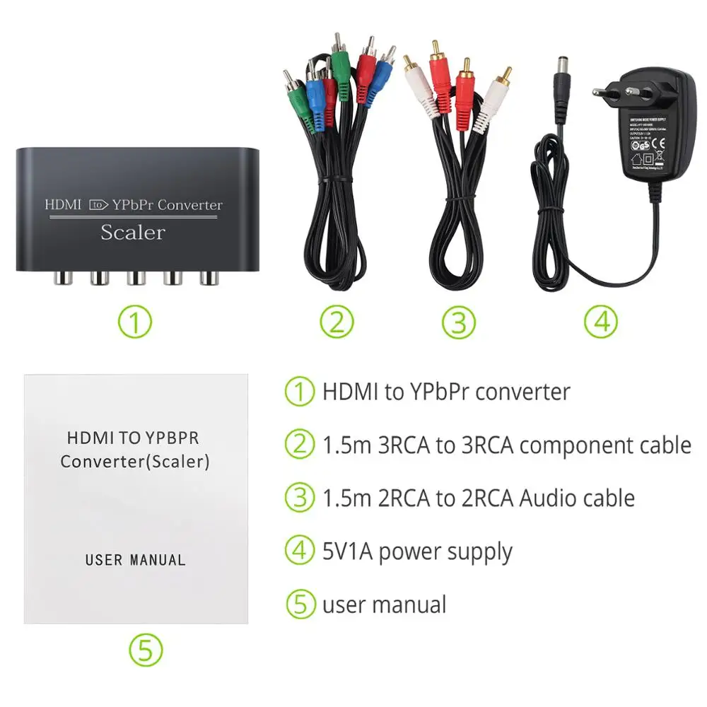 PROZOR 1080P HDMI-compatible TO YPBPR Converter Component Video + R/L Audio Converter HDMI-compatible to Ypbpr Scaler Adapter
PROZOR 1080P HDMI-compatible TO YPBPR Converter Component Video + R/L Audio Converter HDMI-compatible to Ypbpr Scaler Adapter