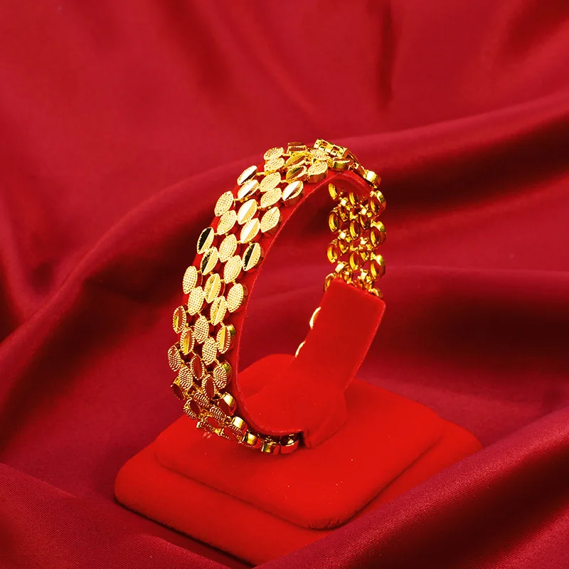 Модная бижутерия браслет с подвесками из желтого золота 24 карата для женщин и