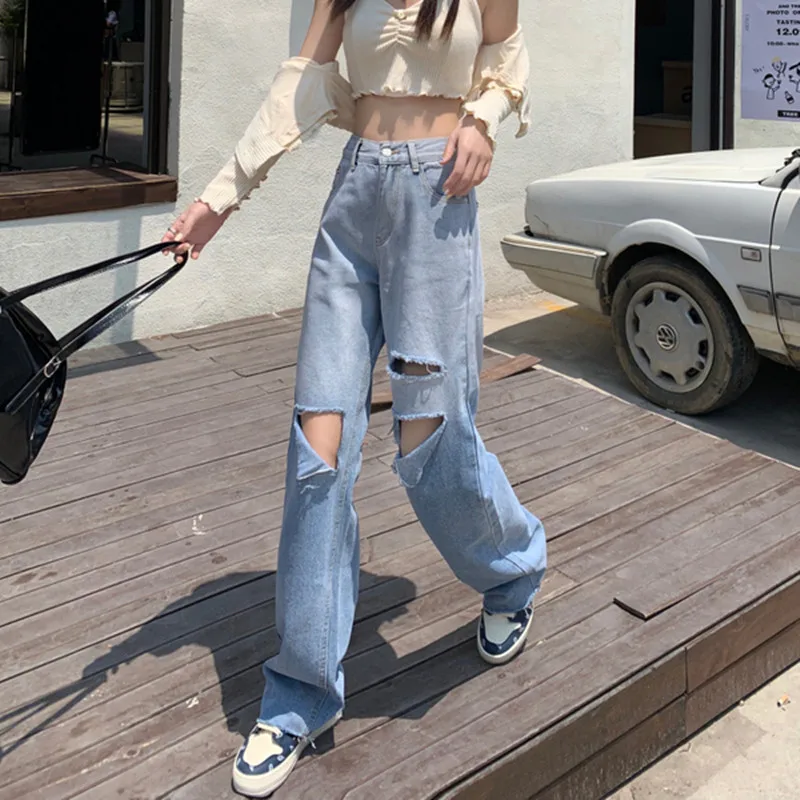 2021 Fashion Harajuku Straight Pants Woman Jeans Ripped High Waist Clothes Wide Leg Denim Clothing Streetwear Vintage Quality
2021 Fashion Harajuku Straight Pants Woman Jeans Ripped High Waist Clothes Wide Leg Denim Clothing Streetwear Vintage Quality