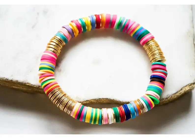 10Pcs 8mm Gold Copper Sheets Rainbow Color Polymer Clay Disc Heishi Beads Elastic Stretch Bracelet Girl's Boho Bracelet Jewelry
10Pcs 8mm Gold Copper Sheets Rainbow Color Polymer Clay Disc Heishi Beads Elastic Stretch Bracelet Girl's Boho Bracelet Jewelry