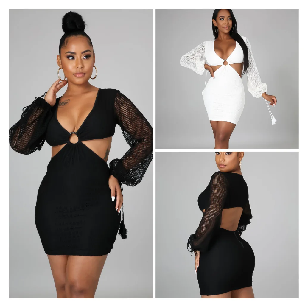Women Elegant Backless Dress Sexy V Neck Puff Long Sleeve White Mesh Dress Pleated Hollow Out Slim Mini Dresses
Women Elegant Backless Dress Sexy V Neck Puff Long Sleeve White Mesh Dress Pleated Hollow Out Slim Mini Dresses