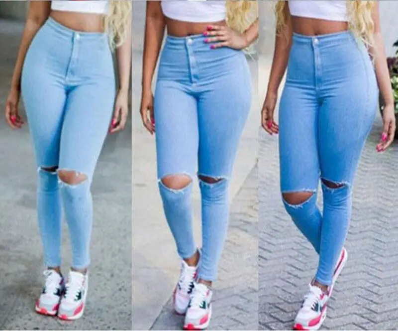 Strech Ripped Jeans Women Pencil Pants Slim Knee Cut Big Hole Female Denim Trousers Tight Boyfriend Jeggings Plus Size 2XL Blue
Strech Ripped Jeans Women Pencil Pants Slim Knee Cut Big Hole Female Denim Trousers Tight Boyfriend Jeggings Plus Size 2XL Blue