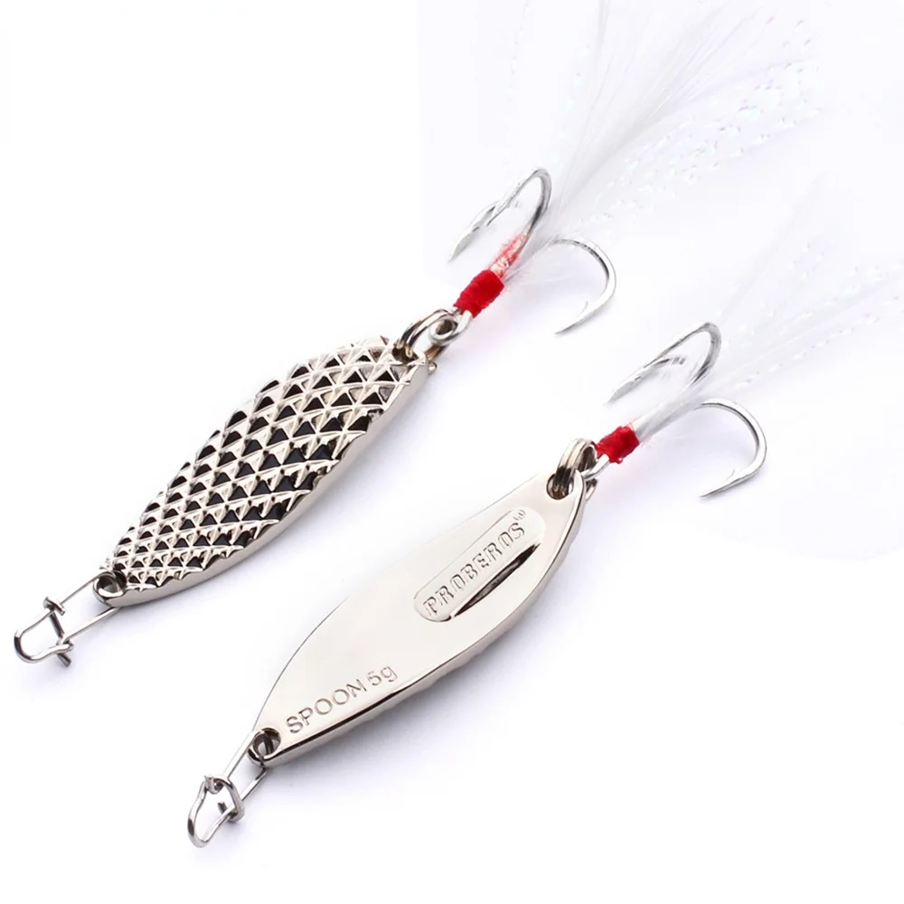 

3.7cm/5g Metal Spinner Spoon Trout Fishing Lure Hard Bait Feather Treble Hook Noise Paillette Artificial Bait Pesca Tackle