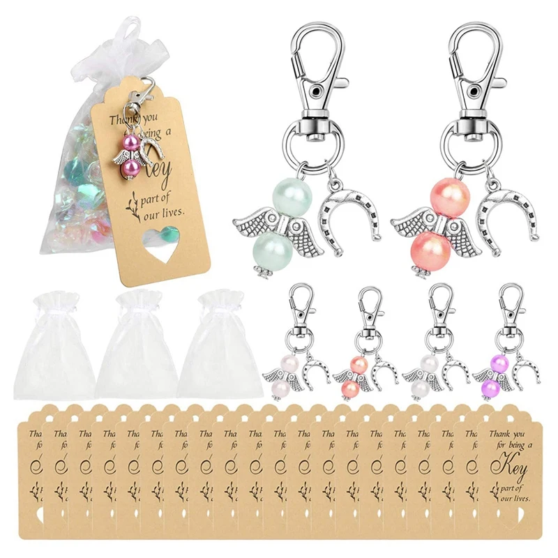 Mini Pearl Angle Guardian Angel Lucky Charm Keychains With Thank You Tag Candy Bag Pouch For Rustic Wedding Decorations
Mini Pearl Angle Guardian Angel Lucky Charm Keychains With Thank You Tag Candy Bag Pouch For Rustic Wedding Decorations