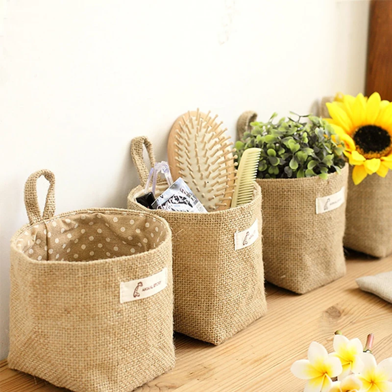 Cotton Linen Cloth Art Flowerpot Small Sack Hanging Jute Dot Stripe Organizer Storage Basket Storage Basket 14x14x25cm,1PC
Cotton Linen Cloth Art Flowerpot Small Sack Hanging Jute Dot Stripe Organizer Storage Basket Storage Basket 14x14x25cm,1PC