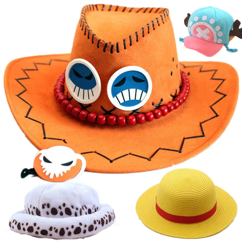 

ONE PIECE Portgas D Ace Monkey Luffy Tony Tony Chopper Trafalgar Law Hat Cosplay Adult Unisex Cap Cartoon Costume Accessories