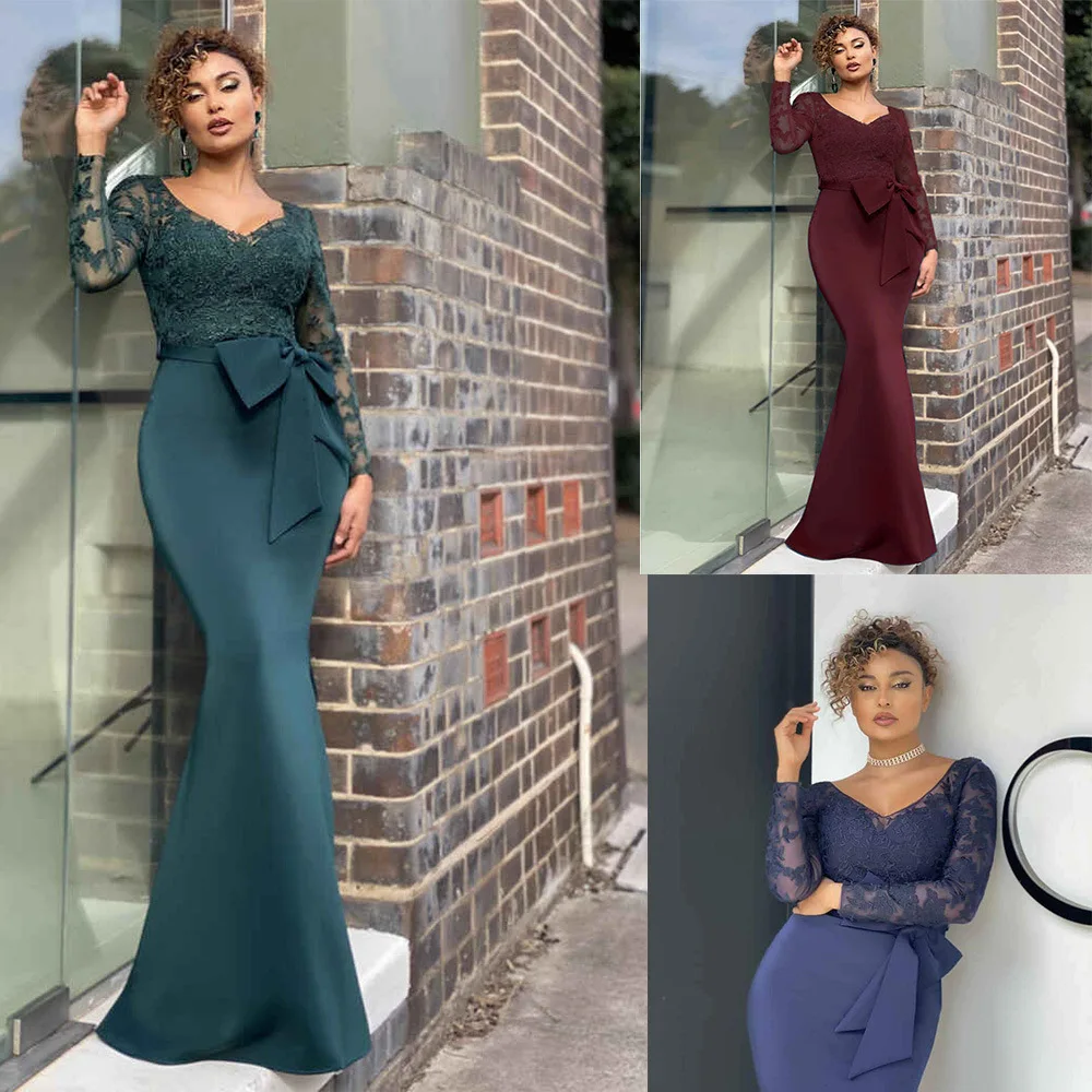 2021 Autumn Elegant V Neck Lace Long Sleeve Full Length Robe De Soiree Fashion Vestidos De Noche Evening Dresses Formal Party
2021 Autumn Elegant V Neck Lace Long Sleeve Full Length Robe De Soiree Fashion Vestidos De Noche Evening Dresses Formal Party