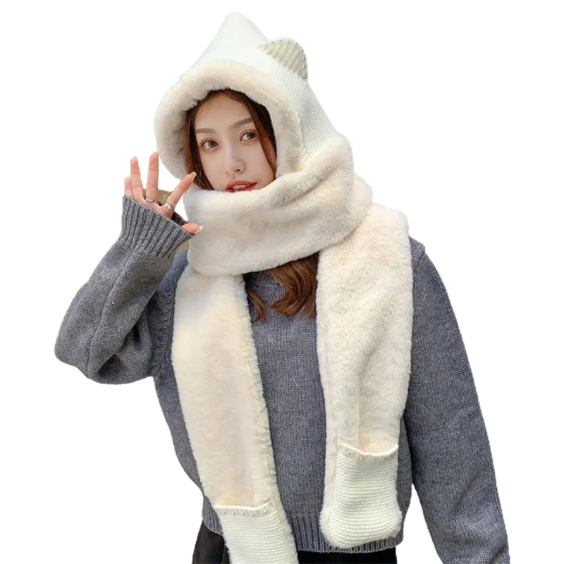 Women Plush Warm Hooded Scarf Winter Kids Hooded 3 In 1 Winter Warm Scarves for Winter Hood Scarf Hat Glove Set Ladies
Women Plush Warm Hooded Scarf Winter Kids Hooded 3 In 1 Winter Warm Scarves for Winter Hood Scarf Hat Glove Set Ladies