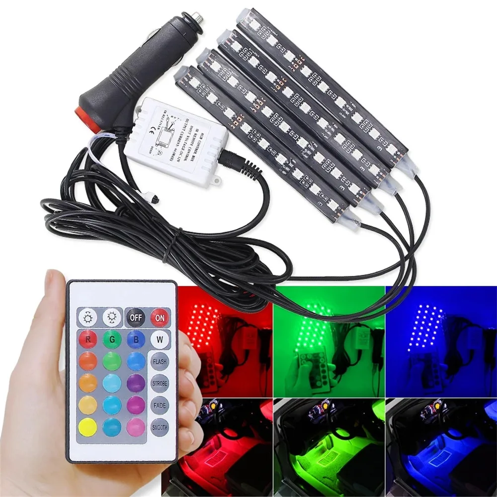 4x Colorful Atmosphere Lights In One For Four Cars 36LED With Remote Control Car Inside Atmosphere Lamp Foot Lamp Car Decor Ligh
4x Colorful Atmosphere Lights In One For Four Cars 36LED With Remote Control Car Inside Atmosphere Lamp Foot Lamp Car Decor Ligh