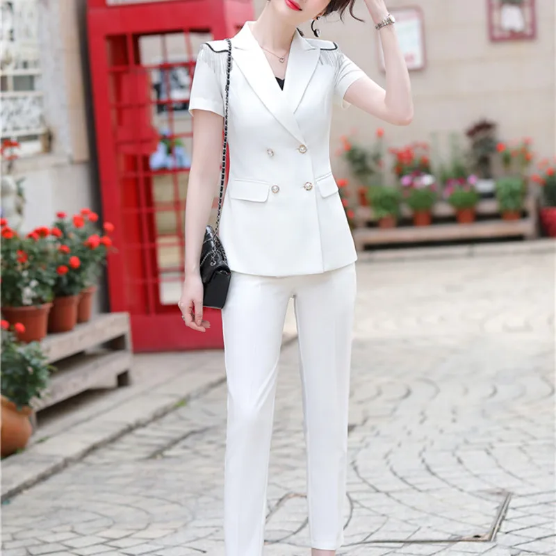 Spring Summer 2021 Women Fashion Elegant Slim Blazer Suit Black Office Clothes Pant Short Sleeve Casual Pink Blazer Suit Ladies
Spring Summer 2021 Women Fashion Elegant Slim Blazer Suit Black Office Clothes Pant Short Sleeve Casual Pink Blazer Suit Ladies