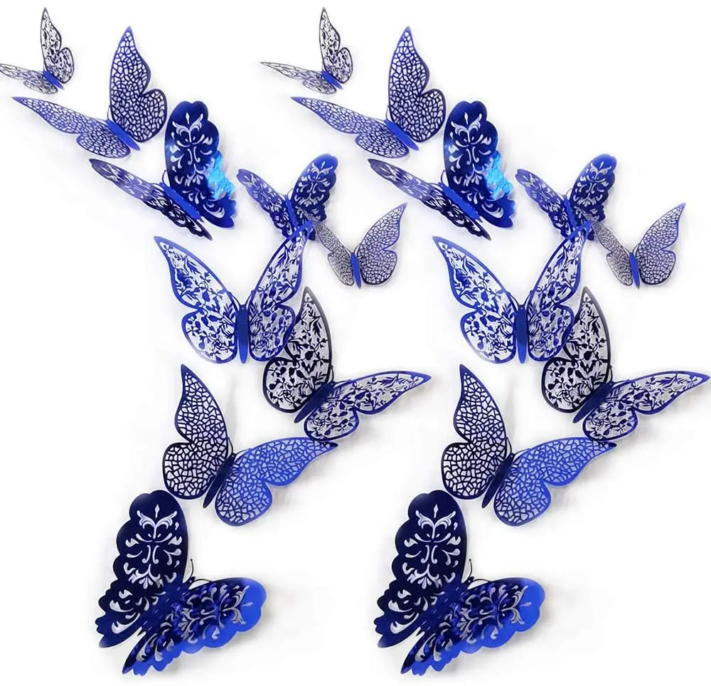 12pcs Royal Blue 5 Style 3D Hollow Paper Wall Stickers Butterfly Stickers Decor for Living Room Bedroom Wall Decal Accessories
12pcs Royal Blue 5 Style 3D Hollow Paper Wall Stickers Butterfly Stickers Decor for Living Room Bedroom Wall Decal Accessories