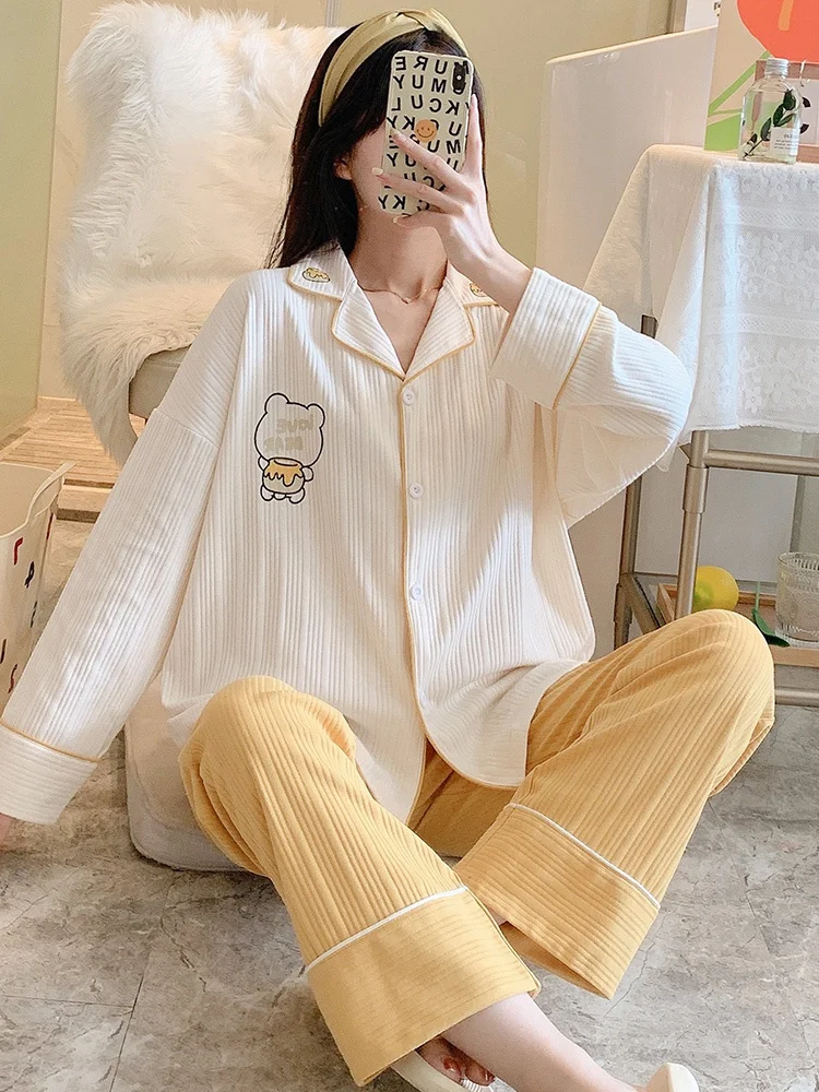 Autumn And Winter Pajamas Female Spring And Autumn Cotton Long Sleeve Lovely Summer Home Clothes Two-piece Suit Net Red Bear
Autumn And Winter Pajamas Female Spring And Autumn Cotton Long Sleeve Lovely Summer Home Clothes Two-piece Suit Net Red Bear