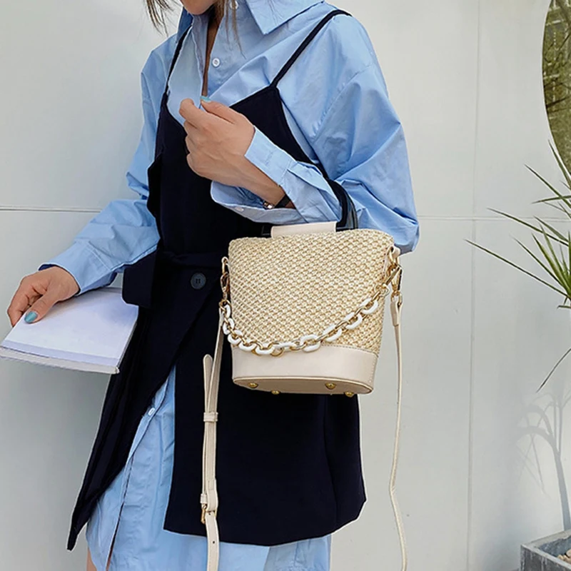 Woven Bag Female Straw Bag Shoulder Messenger Bag Fashion Portable Bucket Bag
Woven Bag Female Straw Bag Shoulder Messenger Bag Fashion Portable Bucket Bag