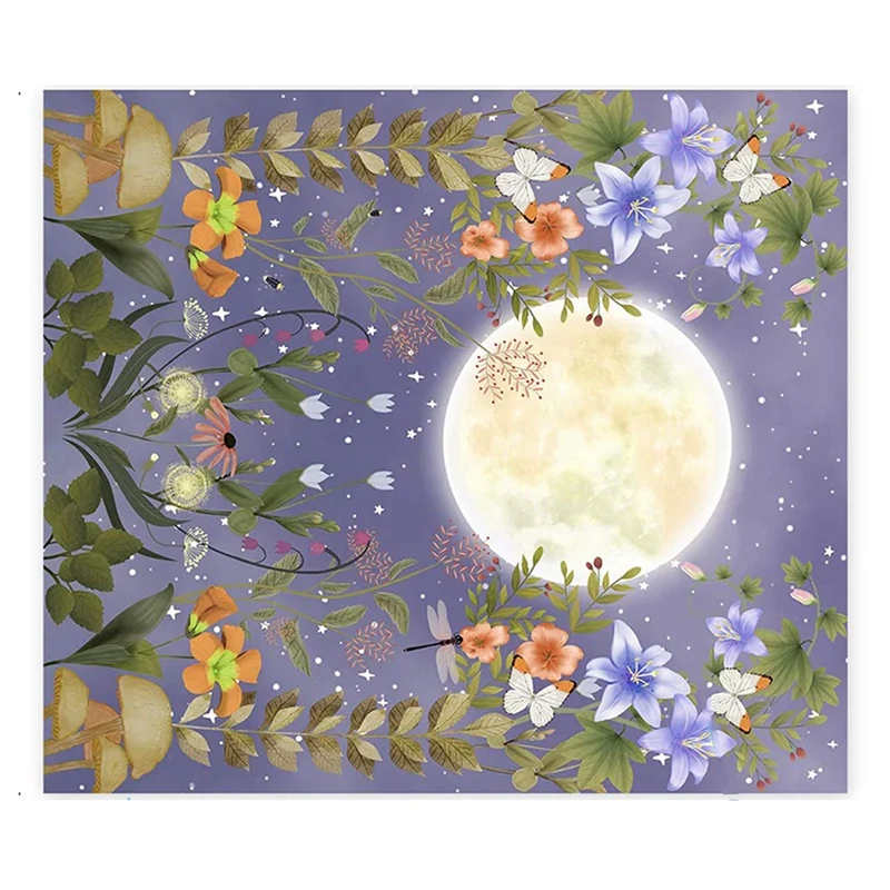 

Гобелен с лунным светом, гобелен с Луной, цветочный виноградный гобелен гобелены с цветами, Настенный декор для комнаты (51,2x59,1 дюйма)