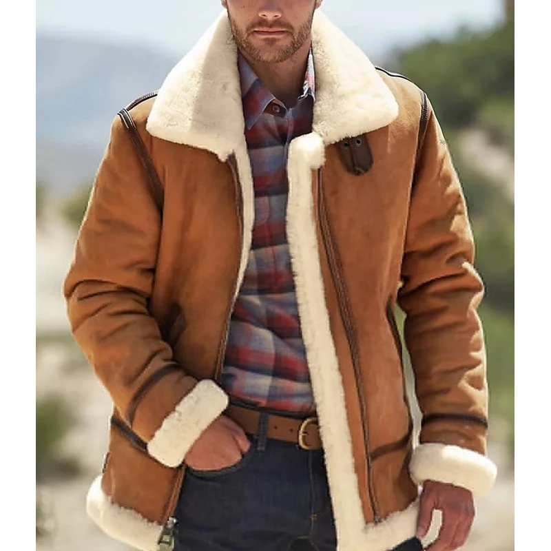 Mandylandy Coat Men Slim Lapel Zipper Jackets Coat Winter Warm Long Sleeves Overcoat Loose Fur Collar Faux Fur Jackets Outwear
Mandylandy Coat Men Slim Lapel Zipper Jackets Coat Winter Warm Long Sleeves Overcoat Loose Fur Collar Faux Fur Jackets Outwear