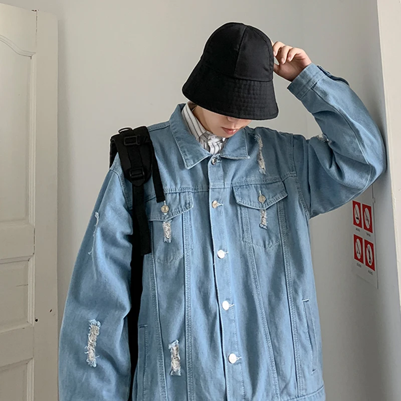 Denim Jackets Men BF Hole Oversize 3XL Teens Vintage Harajuku Frayed Stylish Streetwear Baggy All-match Mens Jacket Retro Couple 
Denim Jackets Men BF Hole Oversize 3XL Teens Vintage Harajuku Frayed Stylish Streetwear Baggy All-match Mens Jacket Retro Couple