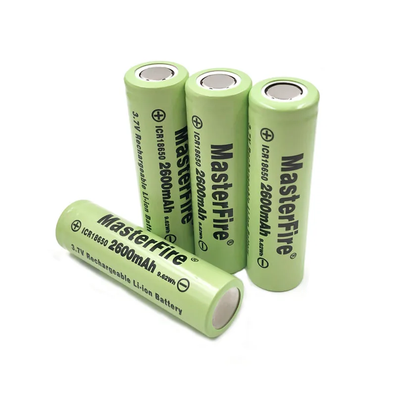 

MasterFire 2600mah 18650 ICR18650-26F 3.7V 9.62Wh Rechargeable Lithium Battery Cell For LED Flashlights Headlamps Batteries