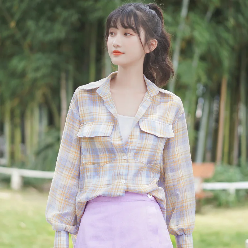 Bocaqi 2021 summer new loose Plaid Shirt thin girls sunscreen long sleeve air conditioning shirt coat
Bocaqi 2021 summer new loose Plaid Shirt thin girls sunscreen long sleeve air conditioning shirt coat