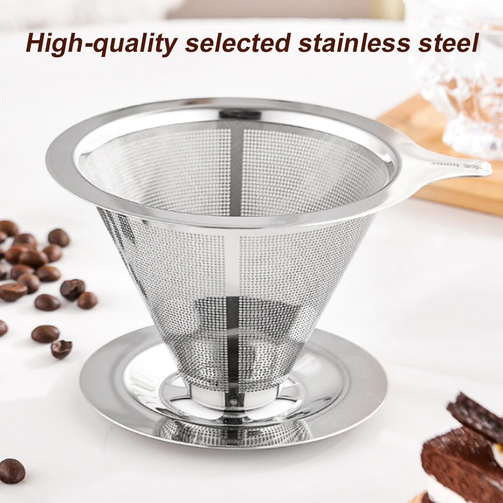 Pour Over Coffee Dripper Stainless Steel Coffee Filter Removable Dripper with Stand Reusable Cone Dripper Cup Stand and Brush
Pour Over Coffee Dripper Stainless Steel Coffee Filter Removable Dripper with Stand Reusable Cone Dripper Cup Stand and Brush