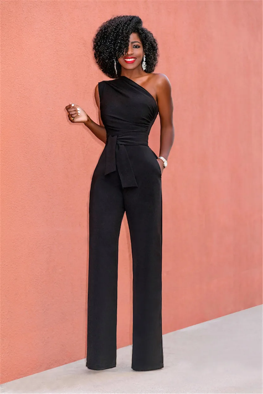 Sexy One Shoulder Rompers Womens Jumpsuit Summer Sleeveless Belt Wide Leg Elegant Lady Plus Size Bodycon Jumpsuits White Black
Sexy One Shoulder Rompers Womens Jumpsuit Summer Sleeveless Belt Wide Leg Elegant Lady Plus Size Bodycon Jumpsuits White Black