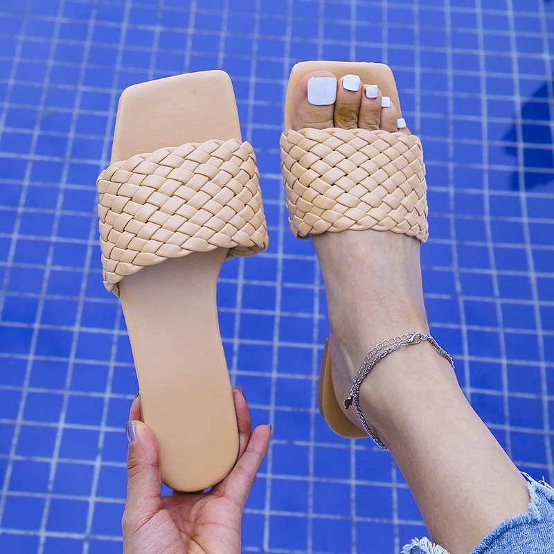 Women's Slippers Square Toe Woven Beach Ladies Summer Sandals Shoes Outside Slides Large Size 35-42 2021 Summer New PU Flat with
Women's Slippers Square Toe Woven Beach Ladies Summer Sandals Shoes Outside Slides Large Size 35-42 2021 Summer New PU Flat with