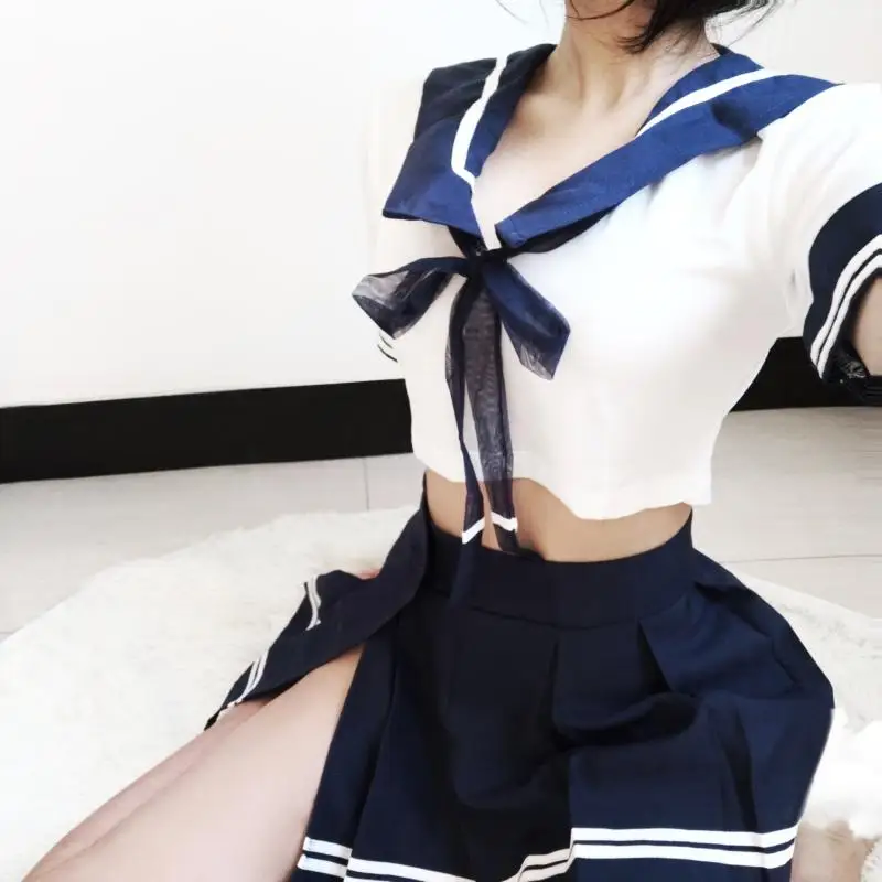 Cute Sexy Student Clothing Jk Japanese Sailor School Uniform Girl Maid Navy Crop Top Side Slit Pleated Miniskirt Cosplay Costume
Cute Sexy Student Clothing Jk Japanese Sailor School Uniform Girl Maid Navy Crop Top Side Slit Pleated Miniskirt Cosplay Costume