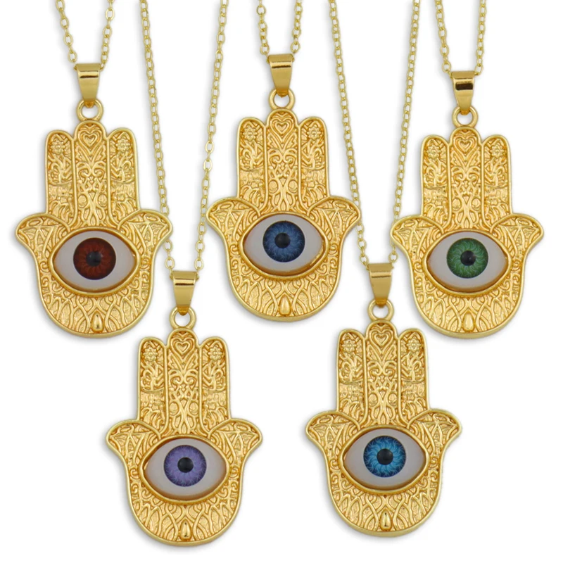 Gold Filled Hamsa Hand Necklace Gold Color Copper Zircon Evil Eye Pendant Chain Hip Hop Turkish Luck Jewelry for Women Man
Gold Filled Hamsa Hand Necklace Gold Color Copper Zircon Evil Eye Pendant Chain Hip Hop Turkish Luck Jewelry for Women Man
