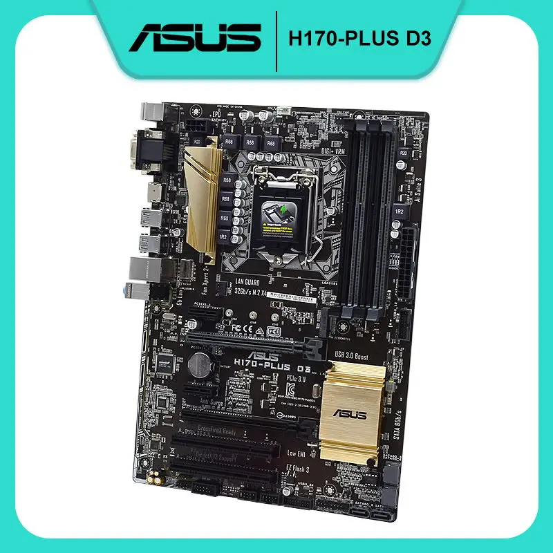 

ASUS H170-PLUS D3 1151 Motherboard DDR3 Support Core i3 i5 i7 Cpus Intel H170 64GB VGA DVI HDMI SATA3 ATX PCI-E X16 Motherboard