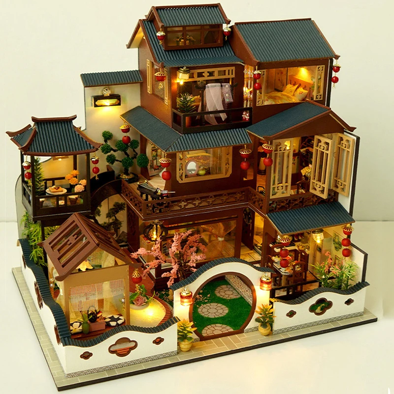 DIY wooden dollhouse Chinese style Large scale Handmade doll house accessories with light kits toys for children birthday gifts
DIY wooden dollhouse Chinese style Large scale Handmade doll house accessories with light kits toys for children birthday gifts