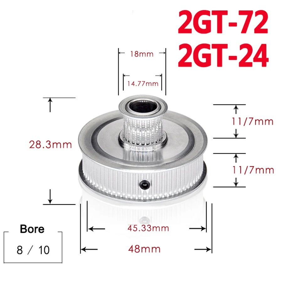 1Pcs 2GT 72/24 Tooth Timing Pulley Double Round-Headed Synchronous Wheel Gear For 3D Printer Parts Width 7mm 11mm Bore 8mm 10mm
1Pcs 2GT 72/24 Tooth Timing Pulley Double Round-Headed Synchronous Wheel Gear For 3D Printer Parts Width 7mm 11mm Bore 8mm 10mm