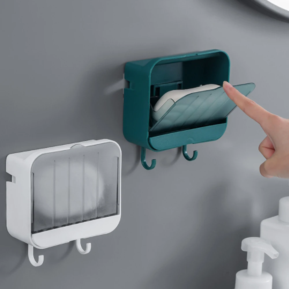 Wall Mounted Soap Dish Holder with Lid Waterproof Bar Soap Holder with Drain 2 Hooks Water Tray for Shower Bathroom
Wall Mounted Soap Dish Holder with Lid Waterproof Bar Soap Holder with Drain 2 Hooks Water Tray for Shower Bathroom