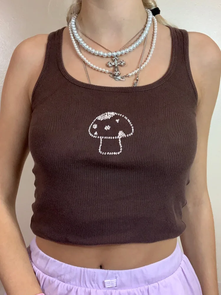 Indie Aesthetics Mushroom Diamond Tank Tops Y2K Vintage U-neck Sleeveless Slim Fit Crop Top 90s Cute Vest Streetwear Outfits
Indie Aesthetics Mushroom Diamond Tank Tops Y2K Vintage U-neck Sleeveless Slim Fit Crop Top 90s Cute Vest Streetwear Outfits
