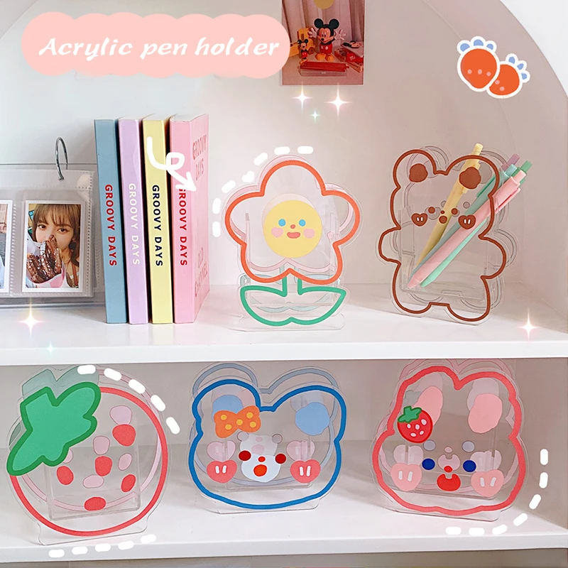 Cute Bear Rabbit Strawberry Acrylic Pen Holder Multifunctional Desktop Makeup brush Organizer Storage Box School Stationery
Cute Bear Rabbit Strawberry Acrylic Pen Holder Multifunctional Desktop Makeup brush Organizer Storage Box School Stationery