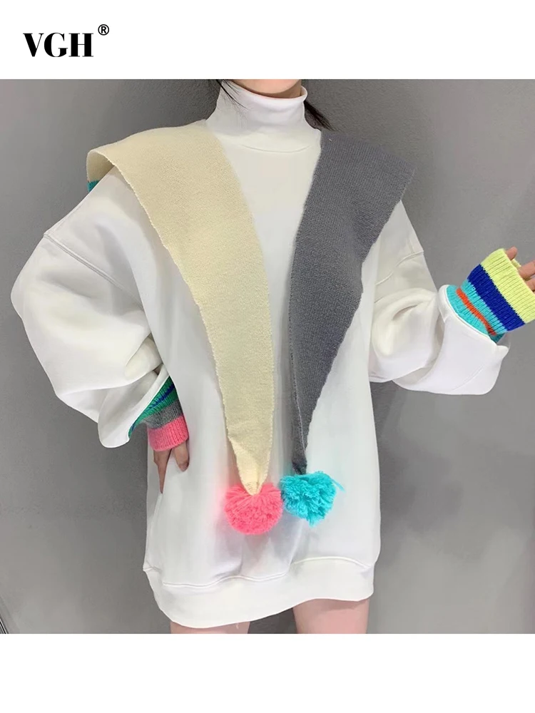 VGH Casual Patchwork Colorblock Loose Straight Sweatshirt Female Turtleneck Long Sleeve Temperament Sweatshirts For Women Autumn
VGH Casual Patchwork Colorblock Loose Straight Sweatshirt Female Turtleneck Long Sleeve Temperament Sweatshirts For Women Autumn