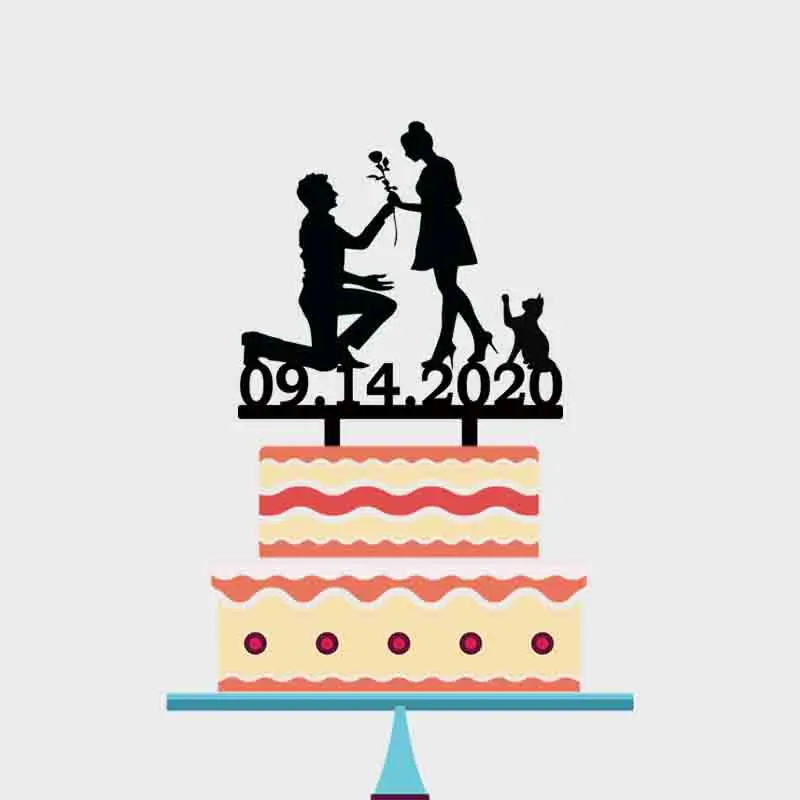 Персонализированные Свадебный торт Топпер на заказ Свадьба Дата Жених